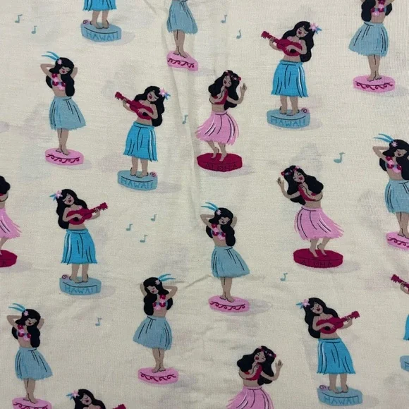 Nite nite munki munki Women's Cream Sleepwear Set with Colorful hula girl Print - Picture 4 of 7